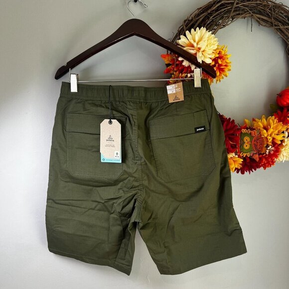prAna Men's Double Peak E-Waist XTRA-LARGE 8"L Hiking Short in Cargo Green - Picture 3 of 7